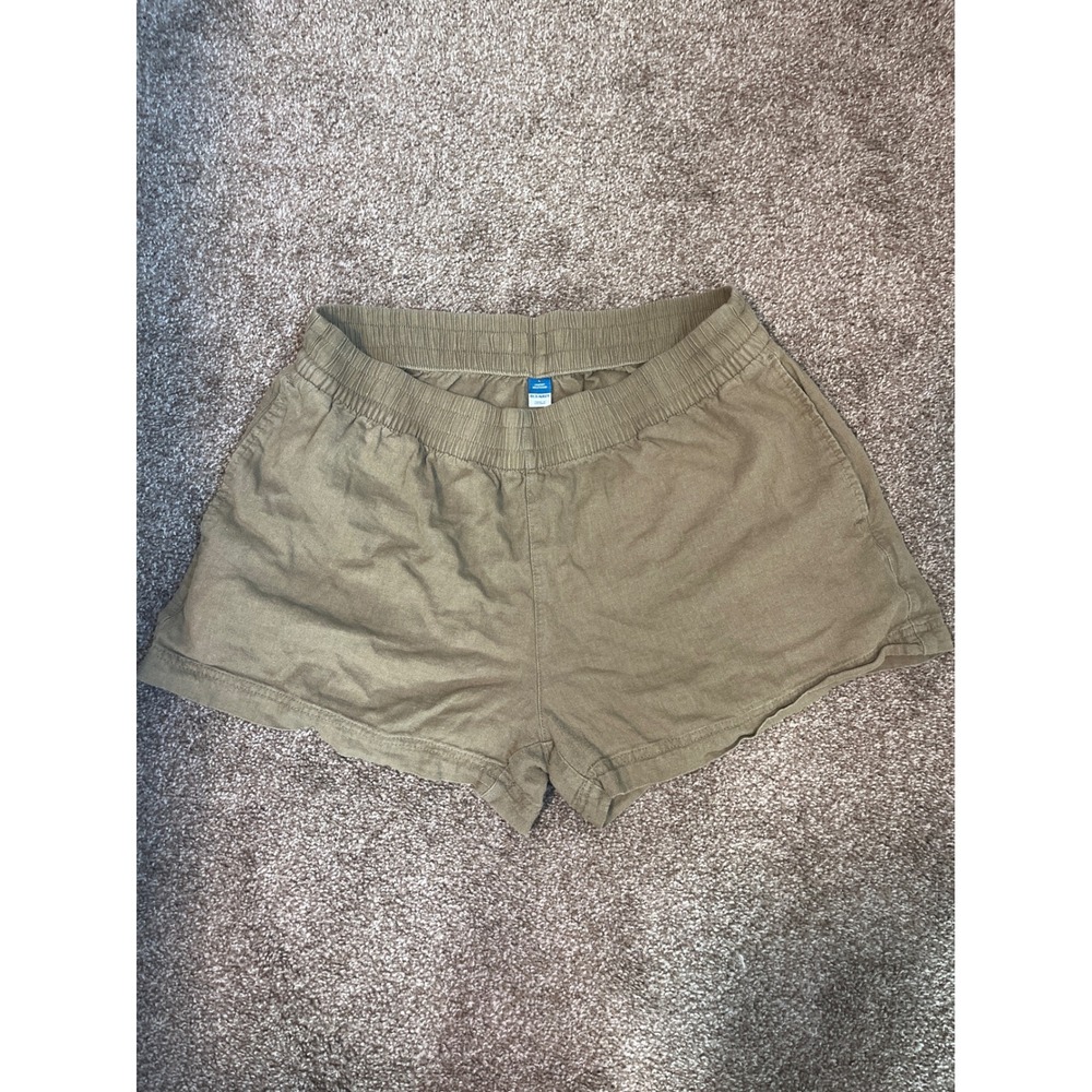 Old Navy Comfort Waistband Linen Blend Pull On Shorts Size L Khaki Beige Casual